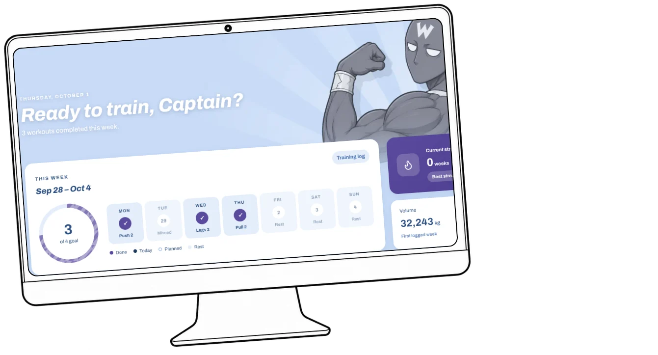The Captain Workout member dashboard on a computer