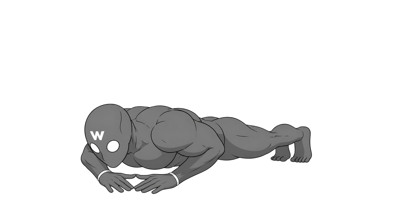 Captain Workout mascot doing push-ups