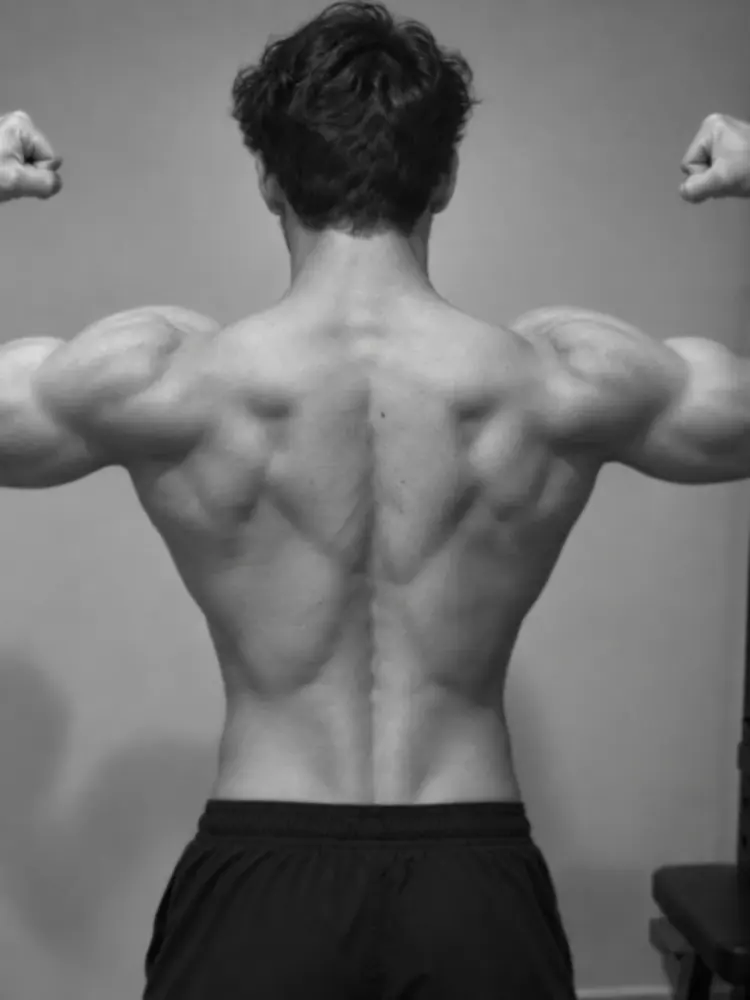 Zero To Growth member flexing his back, with wide shoulders and a defined upper back
