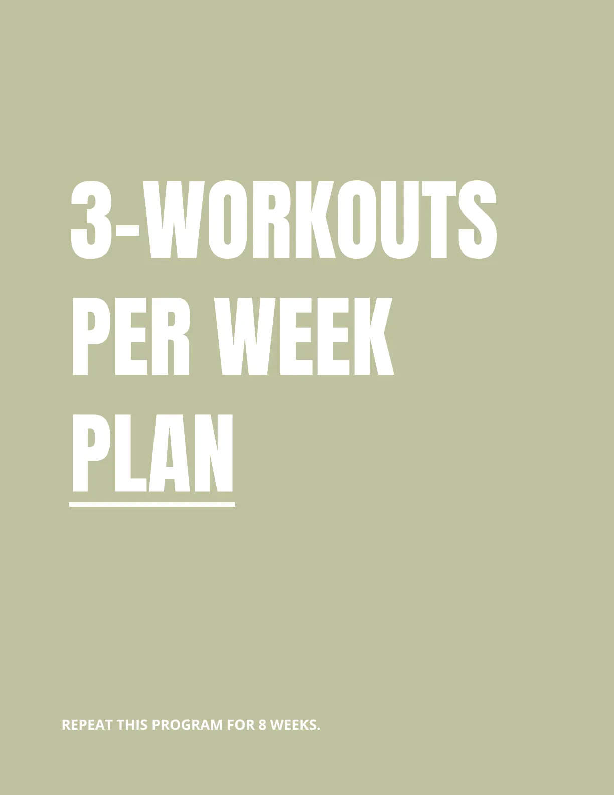 The 3-workouts-per-week plan cover page of the guide